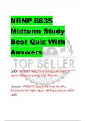 NRNP 6635  Midterm Study Best Quiz With  Answers