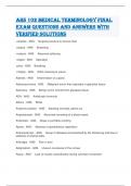 AHS 102 Medical Terminology Final Exam Questions and Answers with verified solutions 