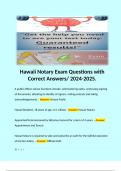 Hawaii Notary Exam Questions with Correct Answers/ 2024-2025.  