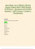 Quiz Week 1 & 2: NR222 / NR 222 (Latest Update 2024 / 2025) Health & Wellness | Questions and Verified Answers | 100% Correct | Grade A - Chamberlain