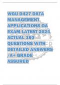 WGU D427 DATA  MANAGEMENT  APPLICATIONS OA  EXAM LATEST 2024  ACTUAL 150  QUESTIONS WITH  DETAILED ANSWERS  /A+ GRADE  ASSURED