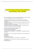   Law Of Contracts Exam Prep Questions And Answers 100% Verified.