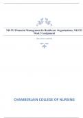 NR 533 FINANCIAL MANAGEMENT IN HEALTHCARE ORGANIZATIONS, NR 533 WEEK 5 ASSIGNMENT