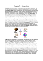 Summary chapter 7: Metabolism. Nutrition, 4th edition, Insel et al.