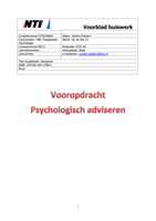 Vooropdracht Psychologisch Adviseren