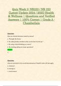 Quiz Week 3: NR222 / NR 222 (Latest Update 2024 / 2025) Health & Wellness | Questions and Verified Answers | 100% Correct | Grade A - Chamberlain