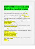 Harry Potter Trivia Exam Questions and Answers 