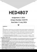 HED4807 Assignment 3 (ANSWERS) 2024 - DISTINCTION GUARANTEED