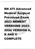 RN ATI Advanced  Medical Surgical  Proctored Exam  2023 NEWEST  VERSIONS 2023- 2024 VERSION A,  B AND C  COMPLETE  QUESTIONS AND  CORRECT  DETAILED  ANSWERS  (VERIFIED  ANSWERS)  |ALREADY  GRADED A+