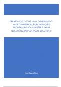 DEPARTMENT OF THE NAVY GOVERNMENT-WIDE COMMERCIAL PURCHASE CARD PROGRAM EXAM QUESTIONS AND COMPLETE SOLUTIONS