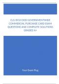 CLG 0010 DOD GOVERNMENTWIDE COMMERCIAL PURCHASE CARD EXAM QUESTIONS AND COMPLETE SOUTIONS