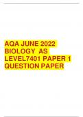 AQA JUNE 2022 BIOLOGY  AS LEVEL7401 PAPER 1 QUESTION PAPER