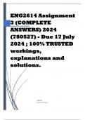 ENG2614 Assignment 3 (COMPLETE ANSWERS) 2024 (780527) - Due 17 July 2024 ; 100% TRUSTED workings, explanations and solutions.