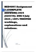 HED4807 Assignment 3 (COMPLETE ANSWERS) 2024 (525779)- DUE 9 July 2024 ; 100% TRUSTED workings, explanations and solutions. 