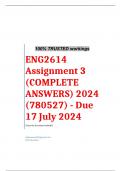 Exam (elaborations) ENG2614 Assignment 3 (COMPLETE ANSWERS) 2024 (780527) - Due 17 July 2024  •	Course •	Applied English Literature for Intermediate Phase (ENG2614) •	Institution •	University Of South Africa (Unisa) •	Book •	Literature for English Interme