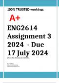 Exam (elaborations) ENG2614 Assignment 3 (COMPLETE ANSWERS) 2024 (780527) - Due 17 July 2024  •	Course •	Applied English Literature for Intermediate Phase (ENG2614) •	Institution •	University Of South Africa (Unisa) •	Book •	Literature for English Interme