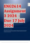 Exam (elaborations) ENG2614 Assignment 3 (COMPLETE ANSWERS) 2024 ( - Due 17 July 2024  •	Course •	Applied English Literature for Intermediate Phase (ENG2614) •	Institution •	University Of South Africa (Unisa) •	Book •	Literature for English Intermediate T