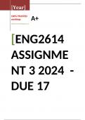 Exam (elaborations) ENG2614 Assignment 3 (COMPLETE ANSWERS) 2024 ( - Due 17 July 2024  •	Course •	Applied English Literature for Intermediate Phase (ENG2614) •	Institution •	University Of South Africa (Unisa) •	Book •	Literature for English Intermediate T