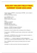 BIOLOGY MAJOR FIELD FINAL CURRENT EXAM 2024-2025