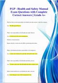 FGP - Health and Safety Manual Exam Questions with Complete  Correct Answers | Grade A+