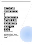 Exam (elaborations) ENG2601 Assignment 3 (COMPLETE ANSWERS) 2024 - DUE 5 August 2024  •	Course •	Applied English Language Studies: Further Explorations (ENG2601) •	Institution •	University Of South Africa (Unisa) •	Book •	Working with Texts ENG2601 Assign