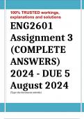 Exam (elaborations) ENG2601 Assignment 3 (COMPLETE ANSWERS) 2024 - DUE 5 August 2024  •	Course •	Applied English Language Studies: Further Explorations (ENG2601) •	Institution •	University Of South Africa (Unisa) •	Book •	Working with Texts ENG2601 Assign