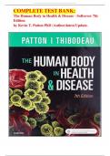 COMPLETE TEST BANK: The Human Body in Health & Disease - Softcover 7th Edition by Kevin T. Patton PhD (Author)latest Update.