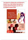 Test Bank For Maternity and Women's Health Care 13th Edition by Deitra L. Lowdermilk All Chapters (1-37) | A+ ULTIMATE GUIDE 2024