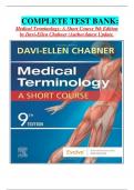 COMPLETE TEST BANK: Medical Terminology: A Short Course 9th Edition by Davi-Ellen Chabner (Author)latest Update