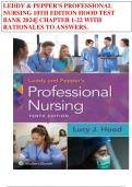 LEDDY & PEPPER'S PROFESSIONAL NURSING 10TH EDITION HOOD TEST BANK 2024|| CHAPTER 1-22 WITH RATIONALES TO ANSWERS.