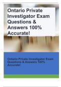 Ontario Private Investigator Exam Questions & Answers 100% Accurate!