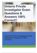 Ontario Private Investigator Exam Questions & Answers 100% Correct!!