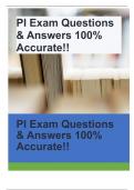 PI Exam Questions & Answers 100% Accurate!!