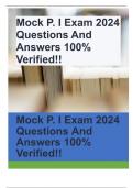 Mock P. I Exam 2024 Questions And Answers 100% Verified!!