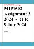 MIP1502 Assignment 3 (COMPLETE ANSWERS) 2024 (369439) - DUE 9 July 2024  •	Course •	Mathematics for Intermediate II (MIP1502) •	Institution •	University Of South Africa (Unisa