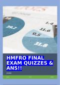 HMFRO FINAL EXAM QUIZZES & ANS!!