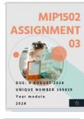 MIP1502 Assignment 3 (COMPLETE ANSWERS) 2024 (369439) - DUE 9 July 2024