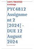 Exam (elaborations) PYC4812 Assignment 2 (COMPLETE ANSWERS) 2024 (546318)- DUE 12 August 2024