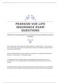 PEARSON VUE LIFE INSURANCE EXAM QUESTIONS WITH GUARANTEED ACCURATE ANSWERS