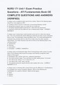 NURS 171 Unit 1 Exam Practice Questions - ATI Fundamentals Book OE (ANSWERS) 2024 - DISTINCTION GUARANTEED / Complete Verified Latest Version