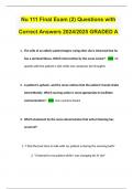 Nu 111 Final Exam (2) Questions with Correct Answers 2024/2025 GRADED A