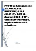 PYC4812 Assignment 2 (COMPLETE ANSWERS) 2024 (546318)- DUE 12 August 2024 ; 100% TRUSTED workings, explanations and solutions.