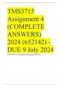 TMS3715 Assignment 4 (COMPLETE ANSWERS) 2024 (652142) - DUE 9 July 2024