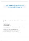  Nurs 204 Practice Questions and Answers 2024 Graded A