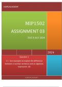 Assignment 3: Compulsory Contributes 25% to the final pass mark Unique number: 369439 Due date: 09 July 2024  Question 1 1.1	Use examples to explain the difference between a number sentence and an algebraic expression. (4)