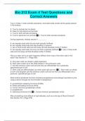 Bio 212 Exam 4 Test Questions and Correct Answers