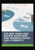 CFA BOH TEAM LEAD REVIEW QUESTIONS AND ANSWERS RATED 100% CORRECT!!