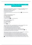 Bio 212 Exam 4 Review Questions and Correct Answers