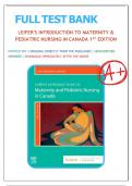 Test Bank For Leifer's Introduction to Maternity & Pediatric Nursing in Canada, 1st Edition, by Gloria Leifer; Lisa Keenan Lindsay, All Chapters 1-33 LATEST