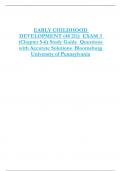 EARLY CHILDHOOD  DEVELOPMENT (48 211) EXAM 3  (Chapter 5-6) Study Guide Questions  with Accurate Solutions Bloomsburg  University of Pennsylvania